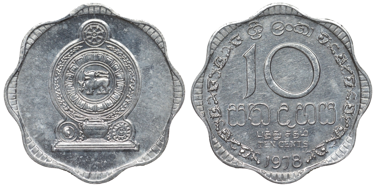 Шри-Ланка 10 центов 1978 KM 140 a алюминий 4118-833