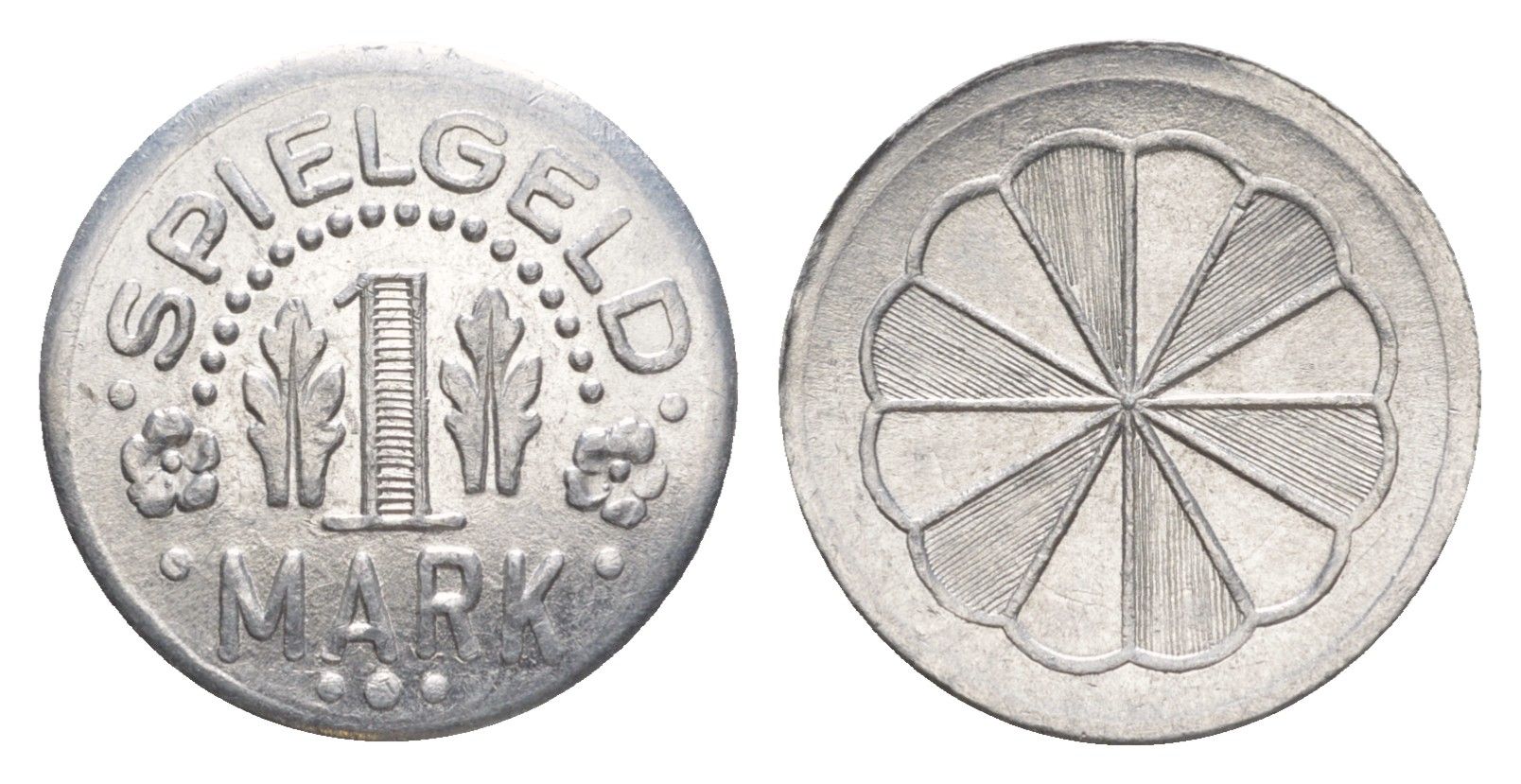 Германия игровой жетон в 1 марку ND разновидность - Ромашка, вес 0,8 гр, диаметр 20 мм алюминий UNC 4636-1253