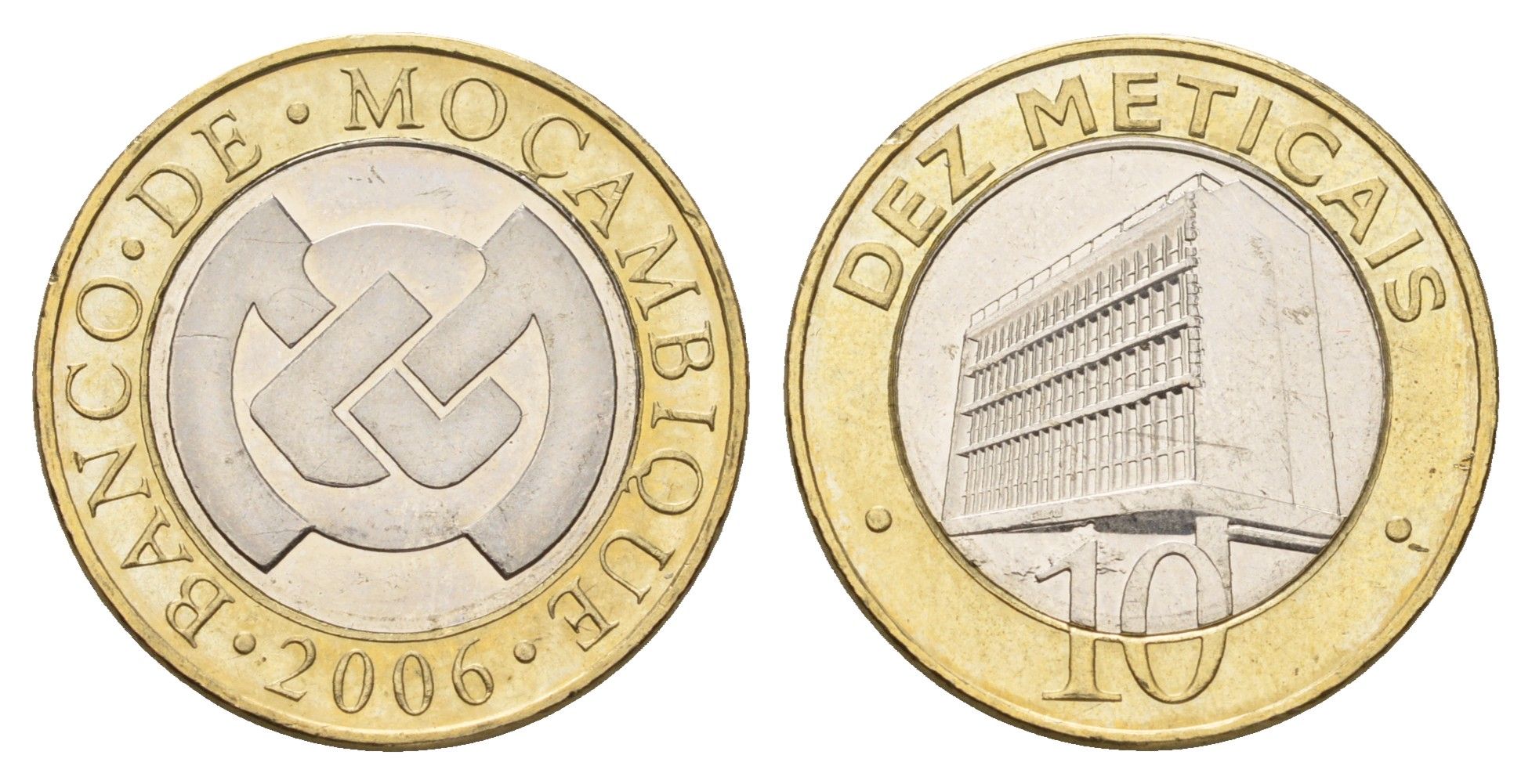 Мозамбик 10 метикалов 2006 KM 140 биметалл UNC 216-327