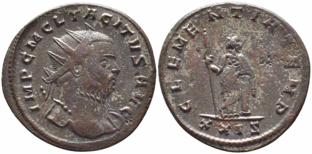 Римская Империя аврелианиан 276 Тацит CLEMENTIA TEMP Рим Good Very fine RIC 84 бронза, серебрение 1073-16-43