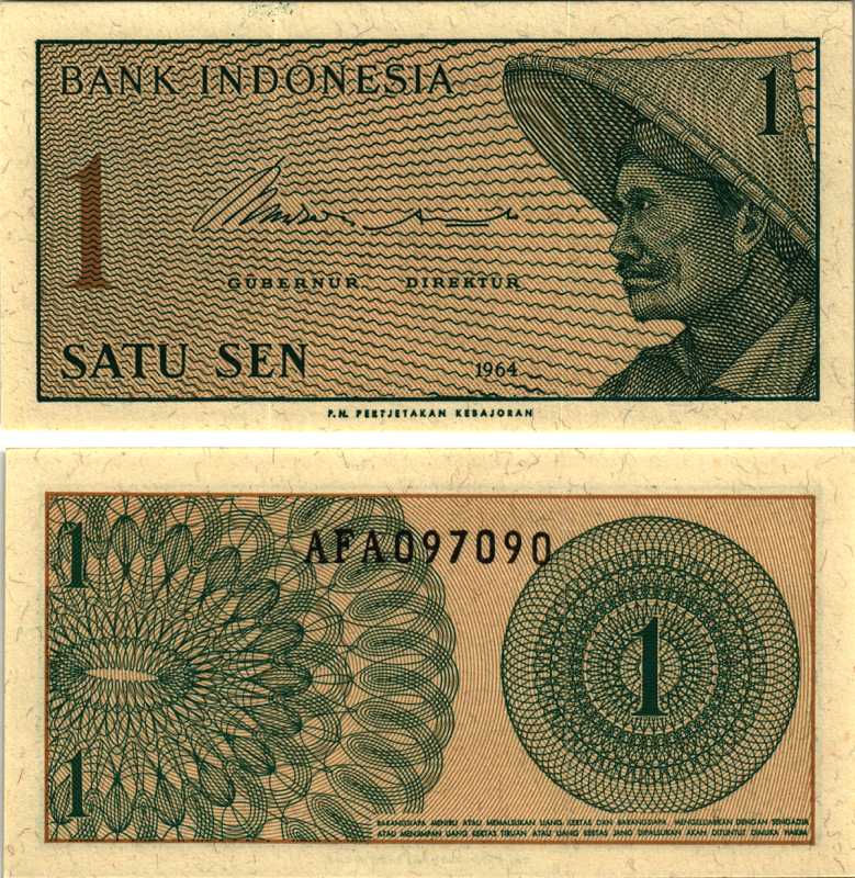 Индонезия 1 сен 1964 крестьянин Pick 90 a  бумага  UNC (пресс) 7205-47-1-1