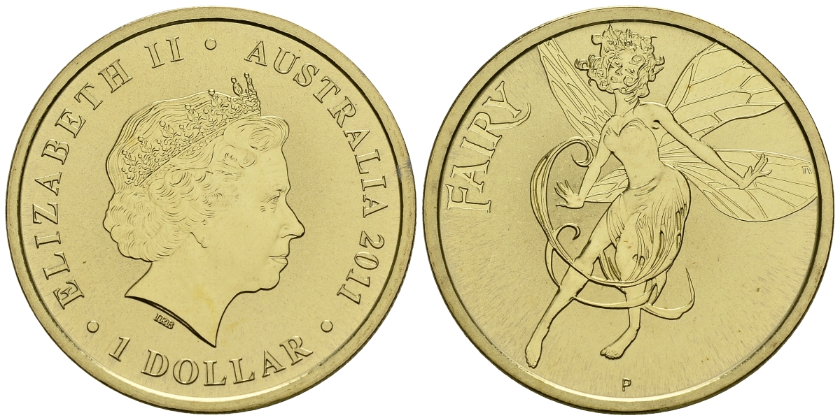 Австралия 1 доллар 2011 серия мифические существа, фея KM 1581 алюминиевая бронза UNC M41-20