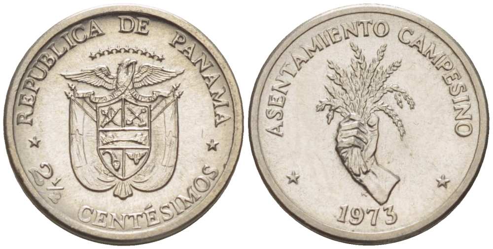 Панама 2 1/2 сентесимо 1973 ФАО, сельское хозяйство KM 32 медь плакированная медно-никелем aUNC 4516-244