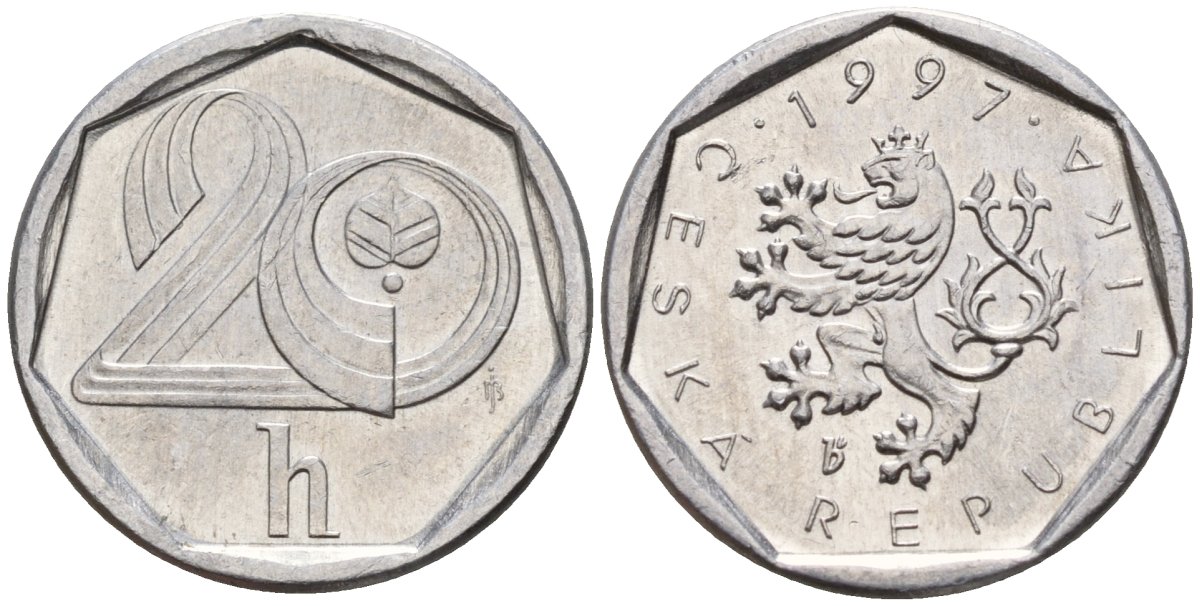 Словакия 20 геллеров 1997 b' KM 2.1 алюминий 4152-868