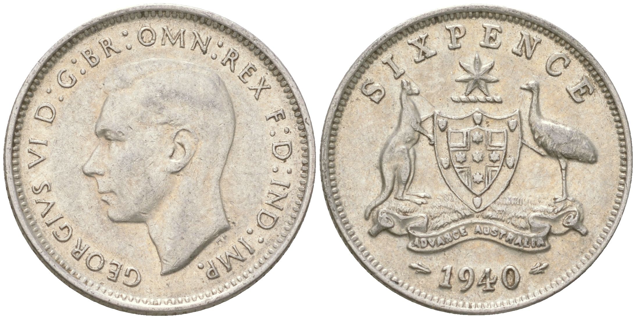 Австралия 6 пенсов 1940 Георг V (1936-1952) KM 38 серебро 4623-216