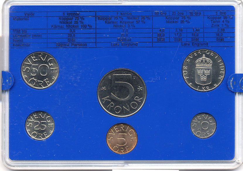 Швеция набор монетного двора из 6 монет 1981 в пластике, Карл XVI Густав (1973- ) KM MS19 UNC 4-3-7-171