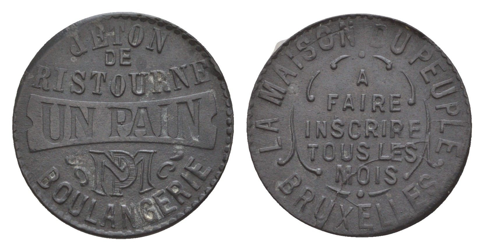 Бельгия талон на 1 буханку хлеба ND цинк 4654-857