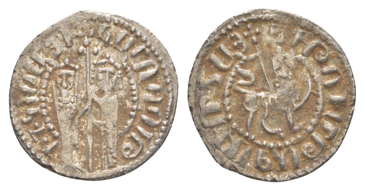 Киликийская Армения трам 1226-1271 Хетум I и царица Забель, держат крест/лев с патриаршим крестом  серебро    1516-935