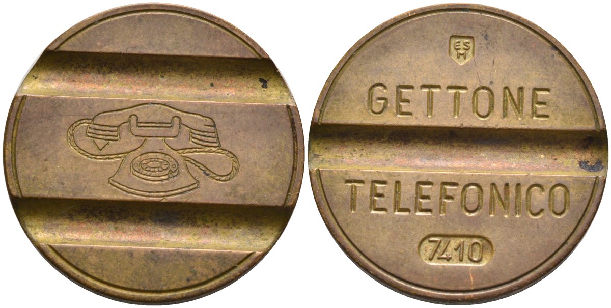 Италия жетон телефонный ND GETTONE TELEFONICO, диаметр 25 мм. латунь 4389-646