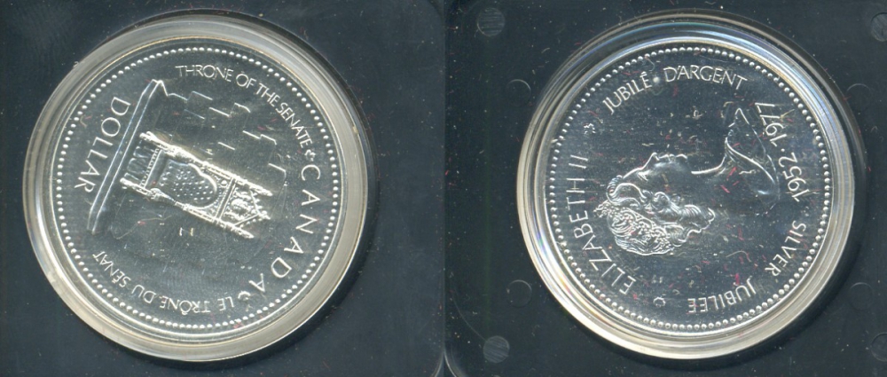 Канада 1 доллар 1977 25 лет вступлению на престол Королевы Елизаветы II KM 118 серебро UNC 1079-4-31
