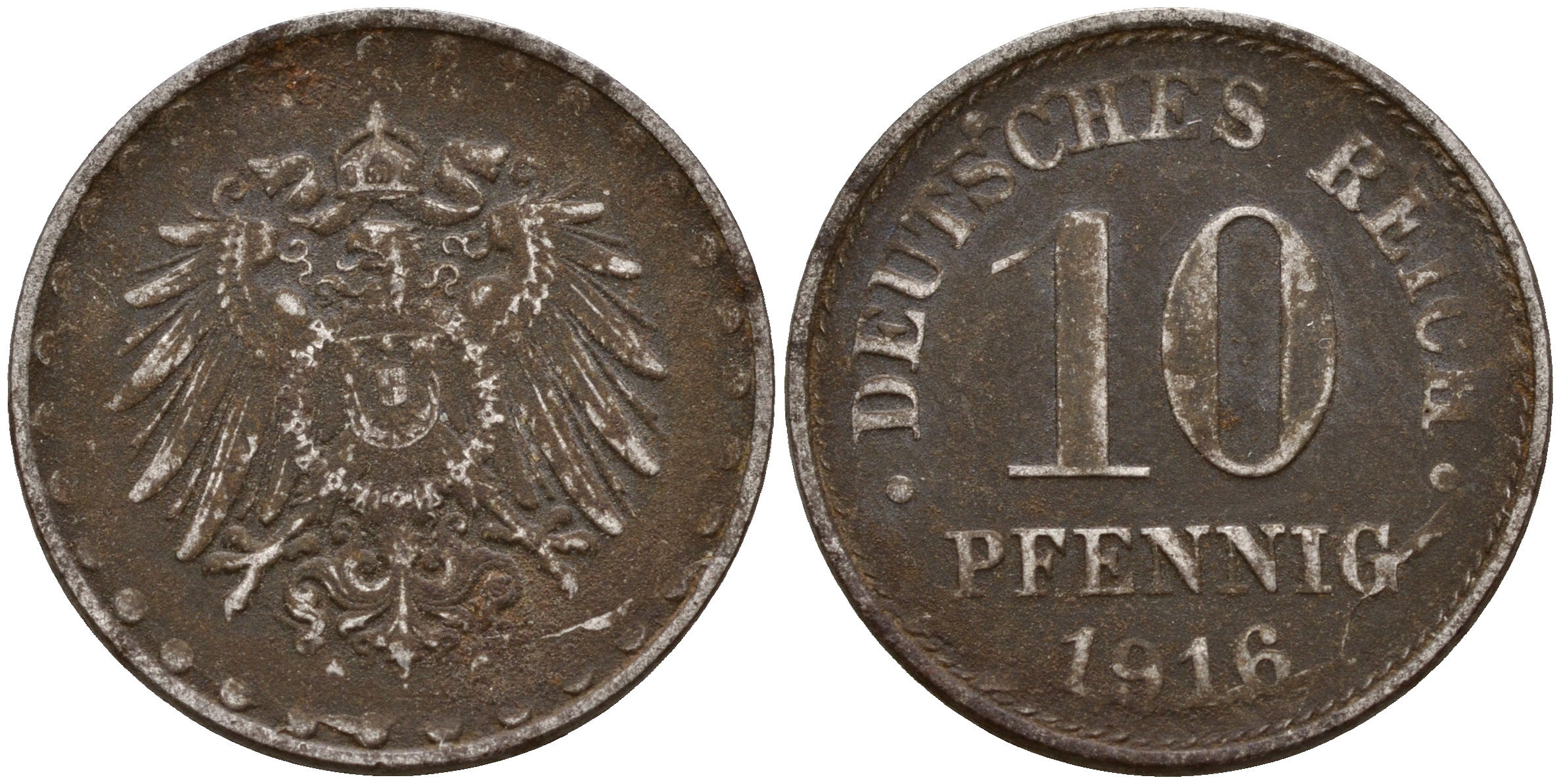 Германия 10 пфеннигов 1916 A J. 298, KM 20 железо    4603-737