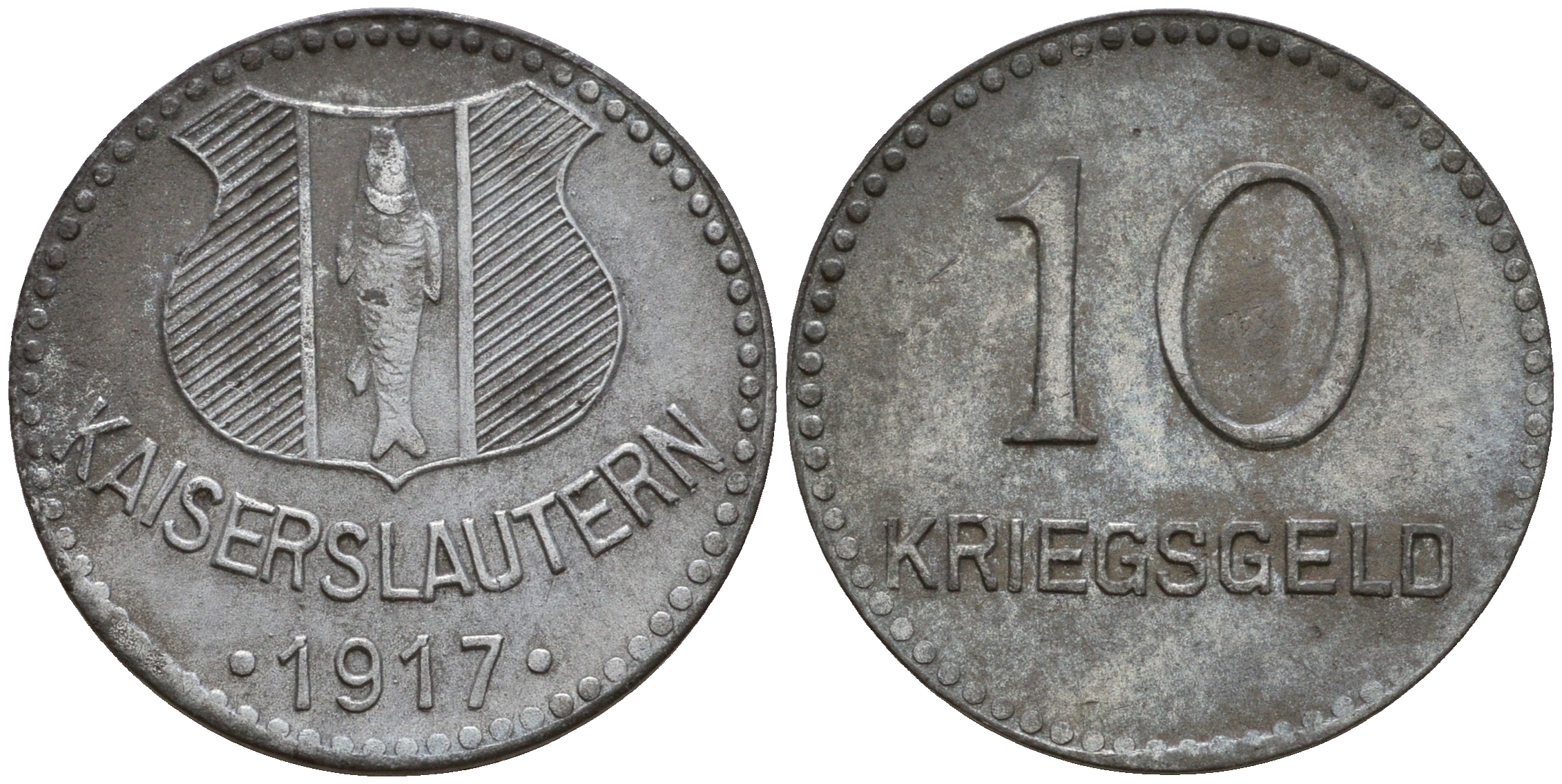 Кайзерслаутерн 10 пфеннигов 1917 Funck 231.2 цинк 4606-156