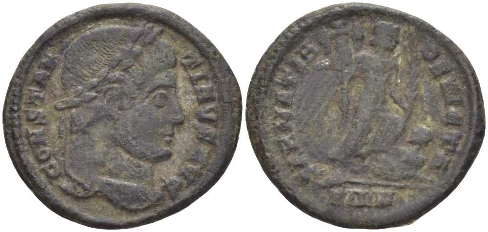 Римская Империя нуммий 324 Константин I Великий, SARMATIA DEVICTA, Сирмий, (степень редкости С3) RIC 48 биллон 1073-17-86