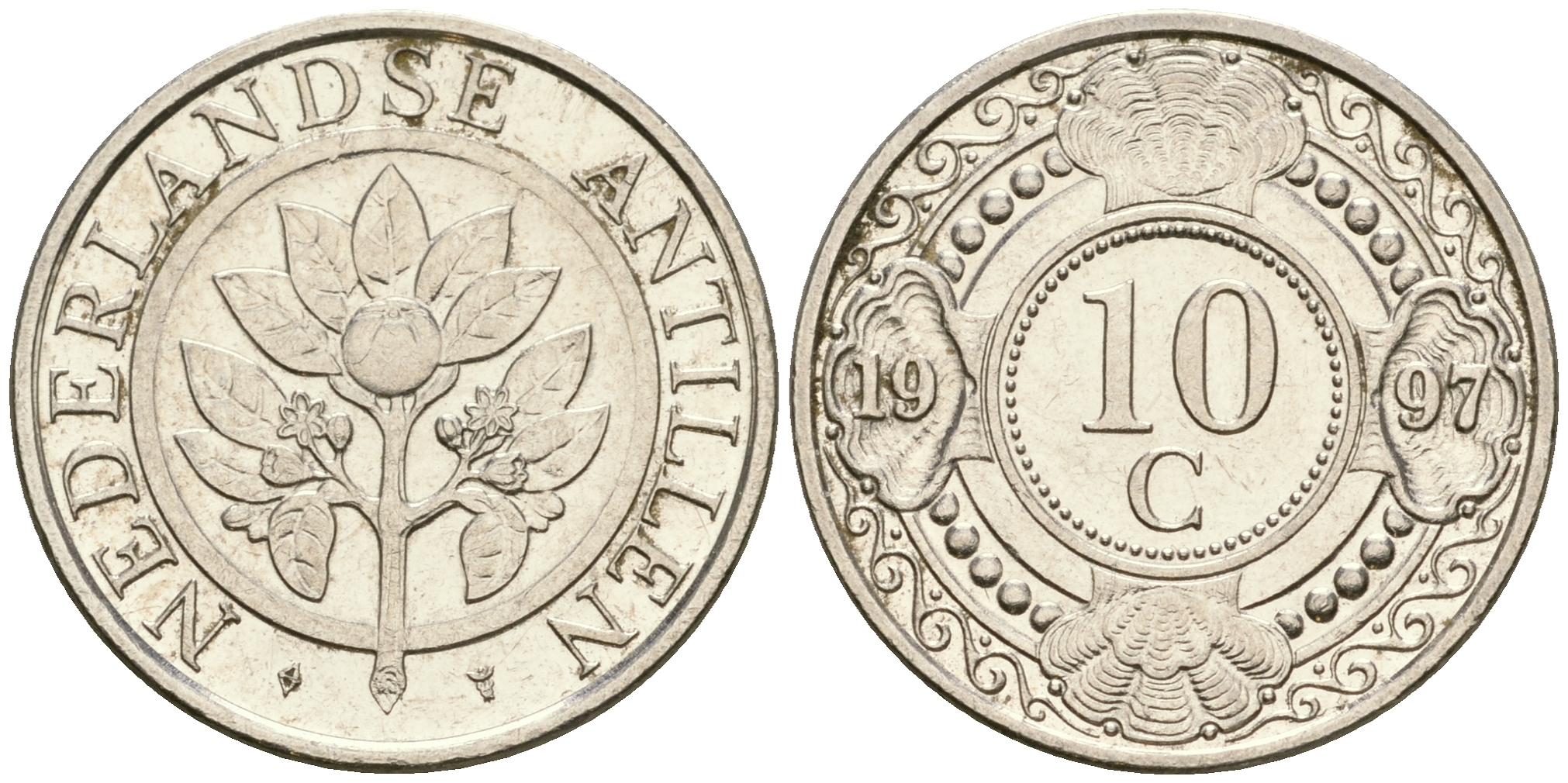 Нидерландские Антилы 10 центов 1997 Беатрикс (1980-2013) KM 34 сталь плакированная никелем 4608-454