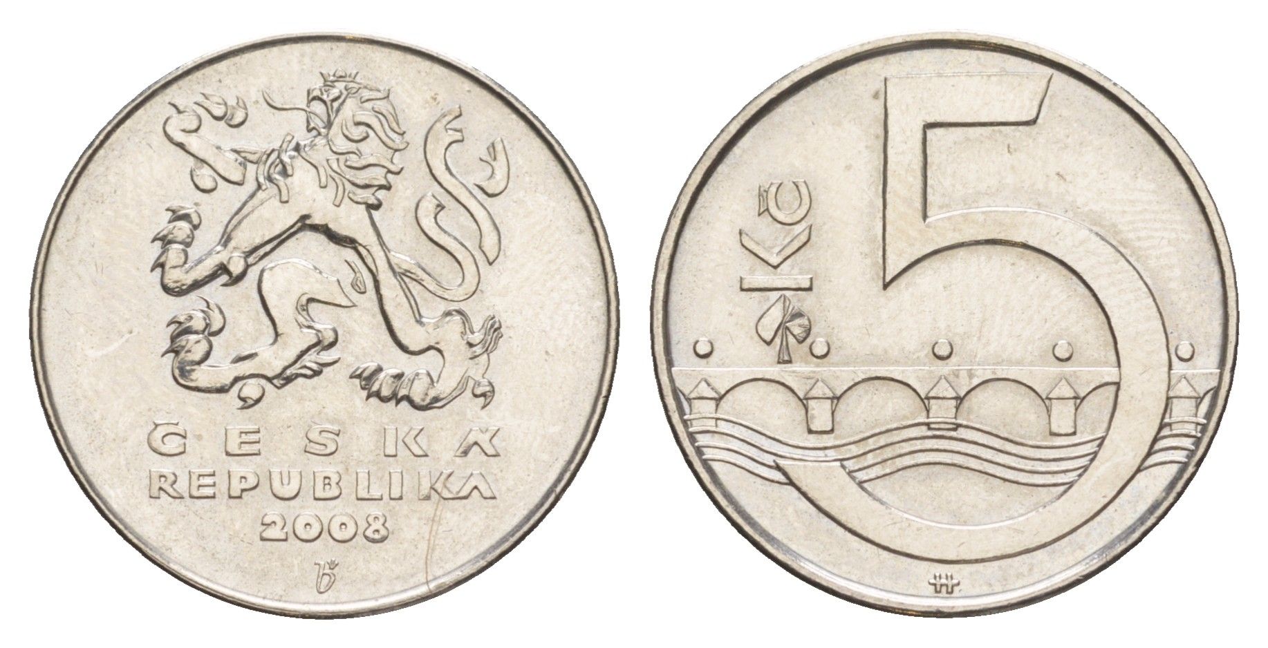 Чехия 5 крон 2008 KM 8 сталь плакированная никелем 4514-737