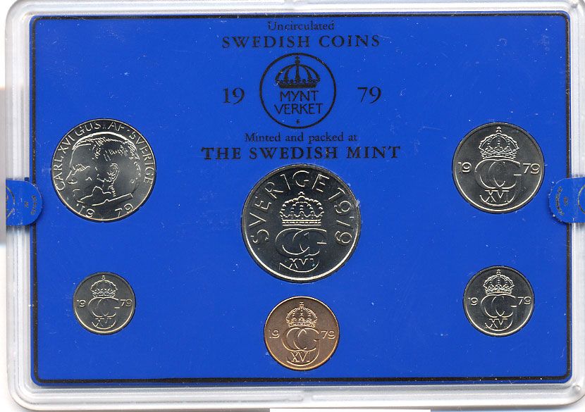Швеция набор монетного двора из 6 монет 1979 в пластике Карл XVI Густав (1973- ) KM MS11 UNC 4-3-6-111