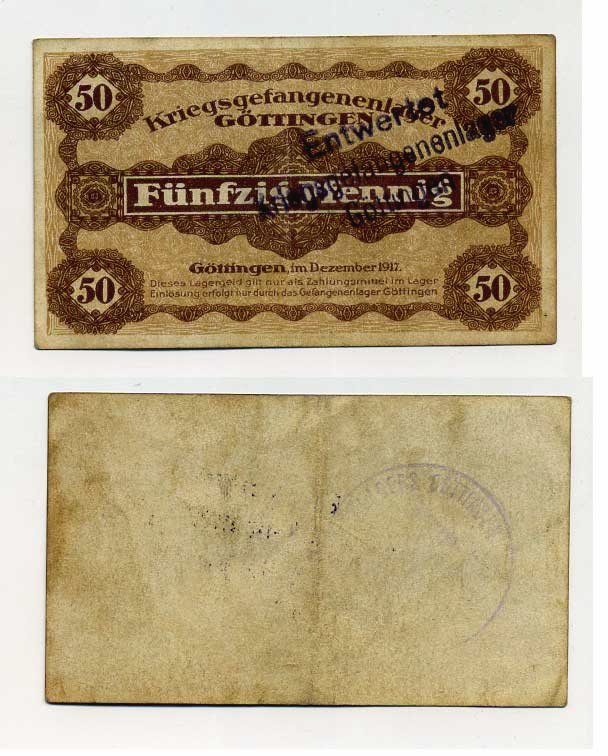 Германия 50 пфеннигов 1917 Гёттинген, лагерь военнопленных C-3022 бумага 00-00
