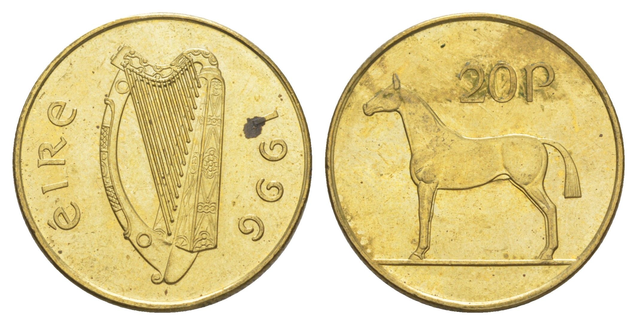 Ирландия 20 пенсов 1996 лошадь KM 25 никель латунь aUNC 4514-1211