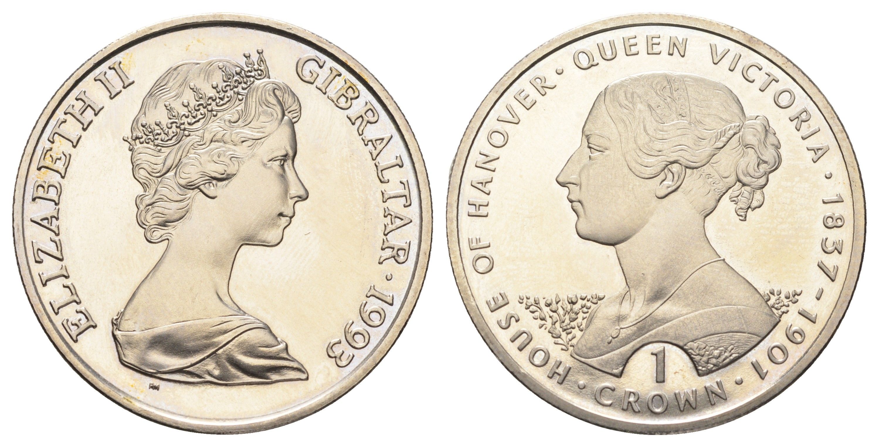 Гибралтар 1 крона 1993 Ганноверская династия - Королева Виктория KM 138 медно-никель BU 11-092-21