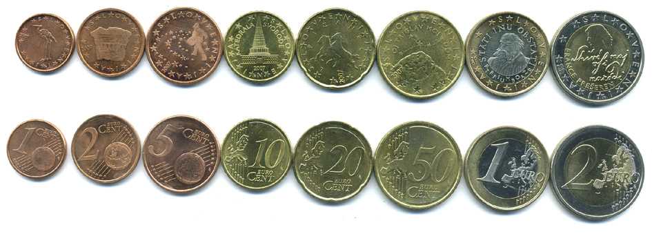 Словения евронабор из 8 монет 2007 1, 2, 5, 10, 20, 50 евроцентов, 1 и 2 евро UNC N5-31