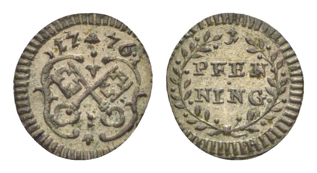 Регенсбург 1 пфенниг 1776 KM 408 серебро UNC 1529-632