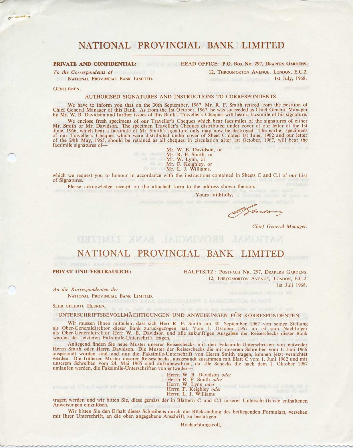 Англия, Национальный Провинциальный банк Лтд оригинальный буклет 1968 изображение 2, 5, 10, 20 и 50 фунтов, образец Specimen   бумага  UNC (пресс) 5548-3-2-2