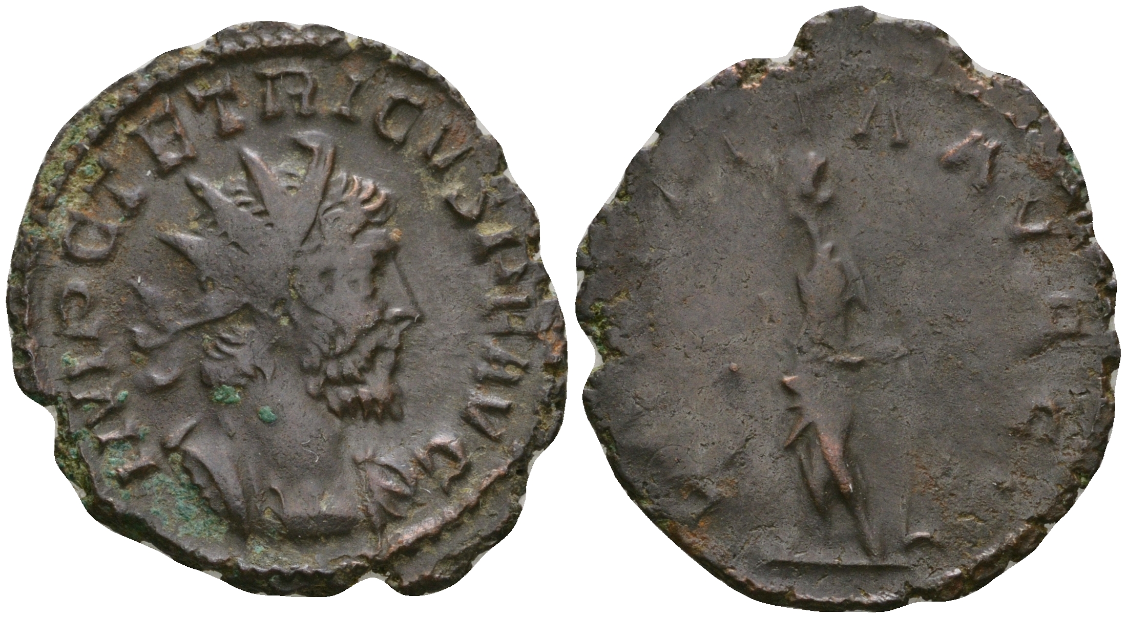 Римская Империя, императоры в Галлии антониниан 272 - 273 Тетрик, IMP TETRICVS P F AVG, бюст императора / LAETITIA AVGG, Летиция, персонификация Веселья RIC 87 биллон 1073-19-83