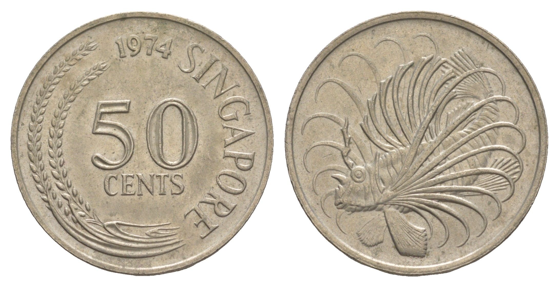 Сингапур 50 центов 1974 KM 5 медно-никель 4638-1243