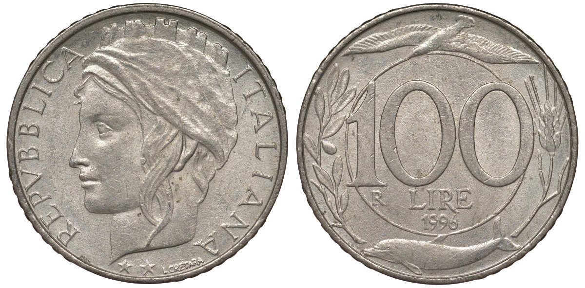 Италия 100 лир 1996 R KM 159 медно-никель 4128-1246