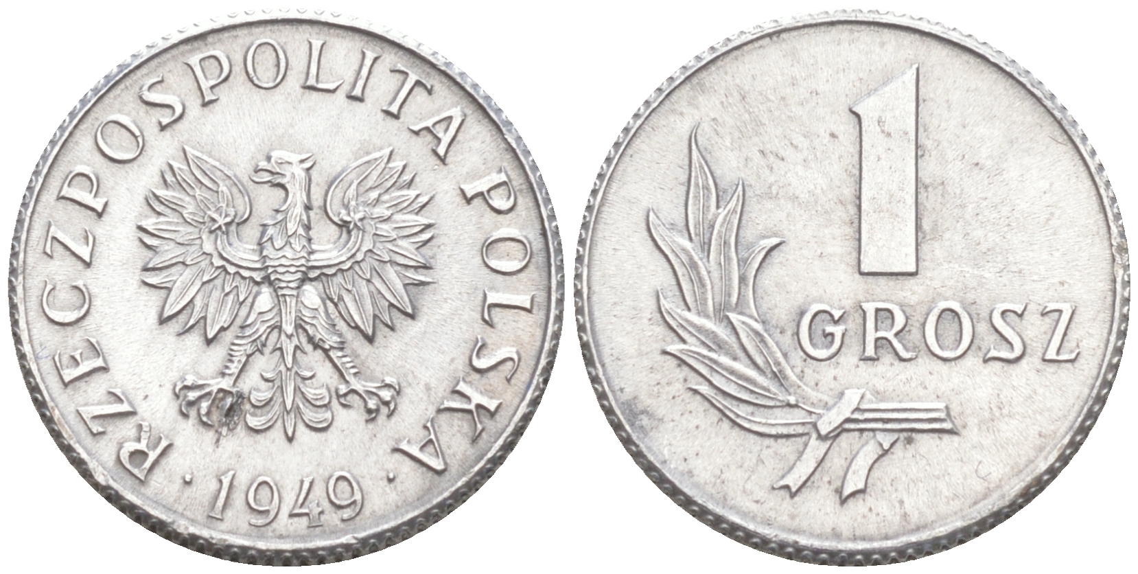 ПОЛЬША 1 ГРОШ 1949 MW KM 39, Parchimowicz 201 алюминий 206-367