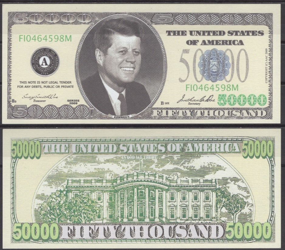 США 50000 долларов 2009 Джон Кеннеди бумага UNC (пресс) 7196-5-1