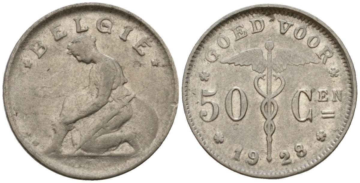 Бельгия 50 сантимов 1928 Belgie KM 88 никель 4602-144