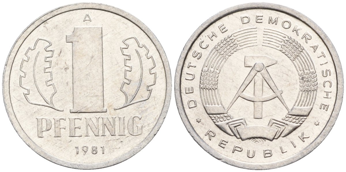 ГДР 1 пфеннииг 1981 A KM 8.2 алюминий 4596-554