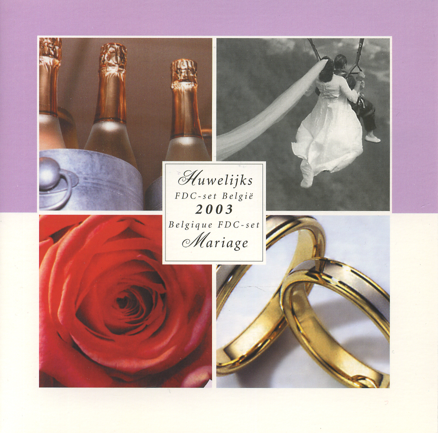 Бельгия евронабор из 8 монет + жетон 2003 свадьба, в оригинальном буклете UNC 1-5-3-3