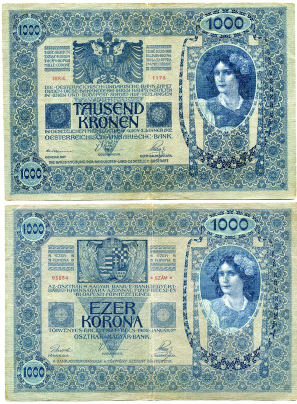 АВСТРИЯ 1000 КРОН 1902 2 ЯНВАРЯ 1902, СЕРИЯ 1176 Pick 8a бумага 7146-58-1-1