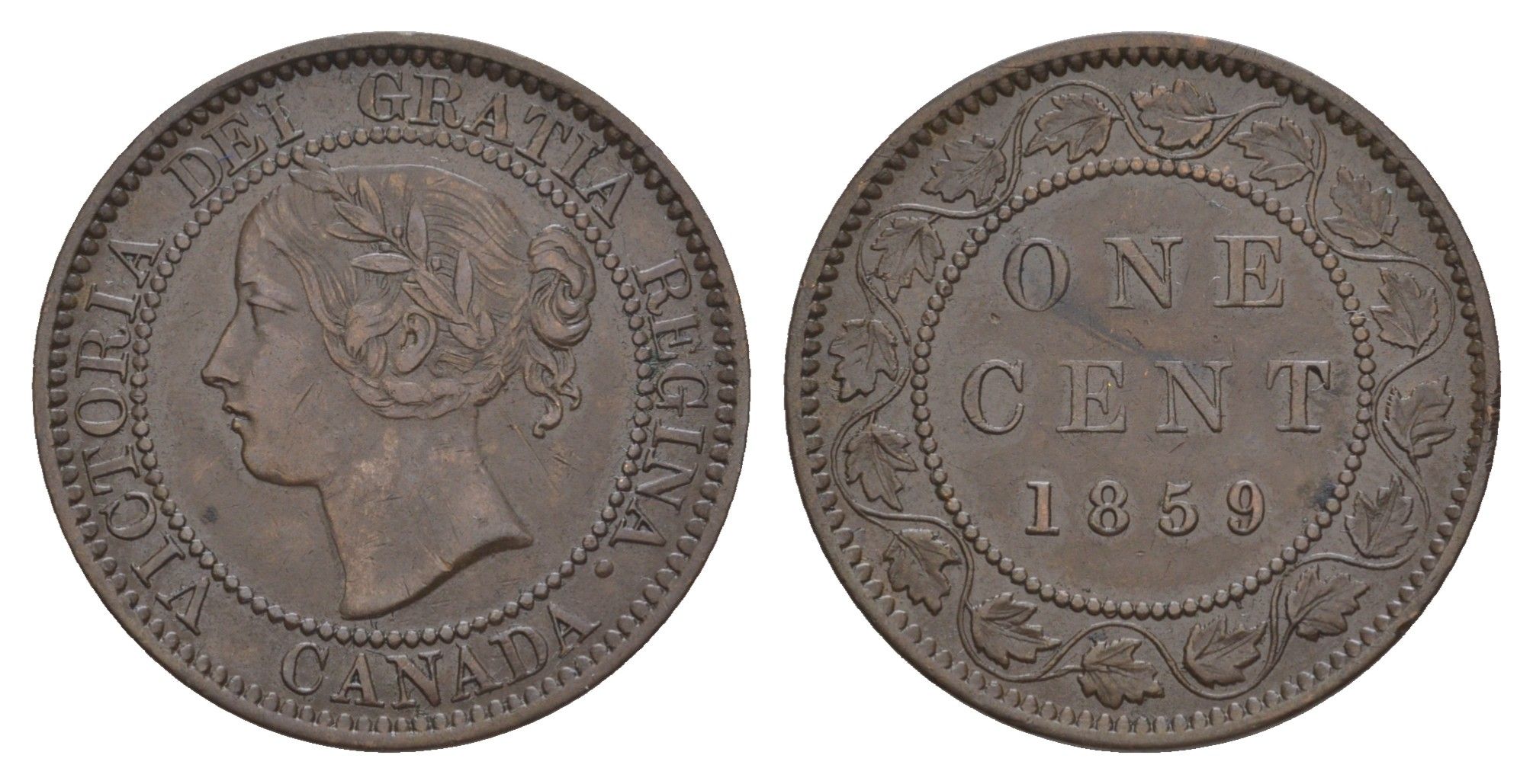 Канада 1 цент 1859 Виктория (1837-1901) KM 1 бронза 1527-734