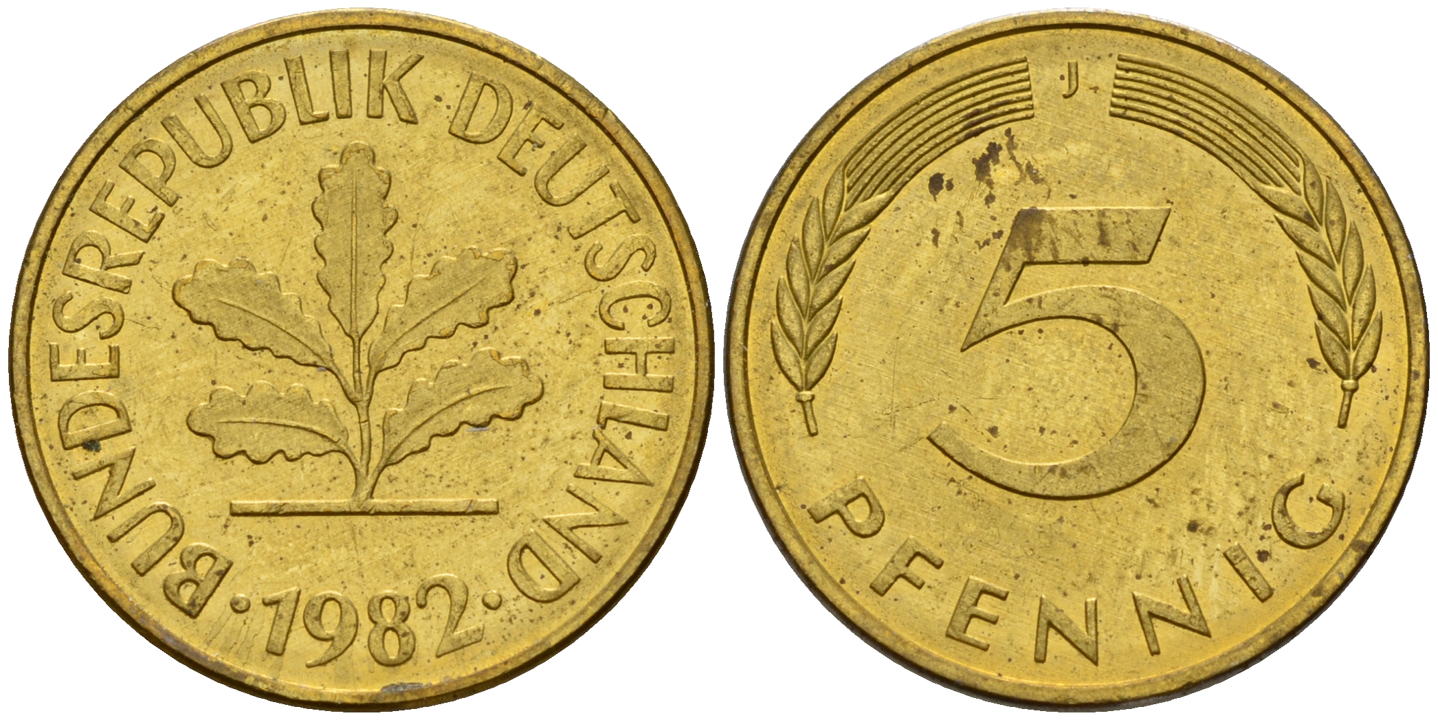 ФРГ 5 пфеннигов 1982 J J.382, KM 107 сталь плакированная латунью    4598-1033