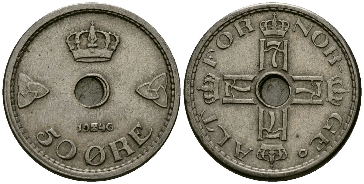 Норвегия 50 эре 1946 Хокон VII (1905-1957) KM 386 медно-никель 4584-144