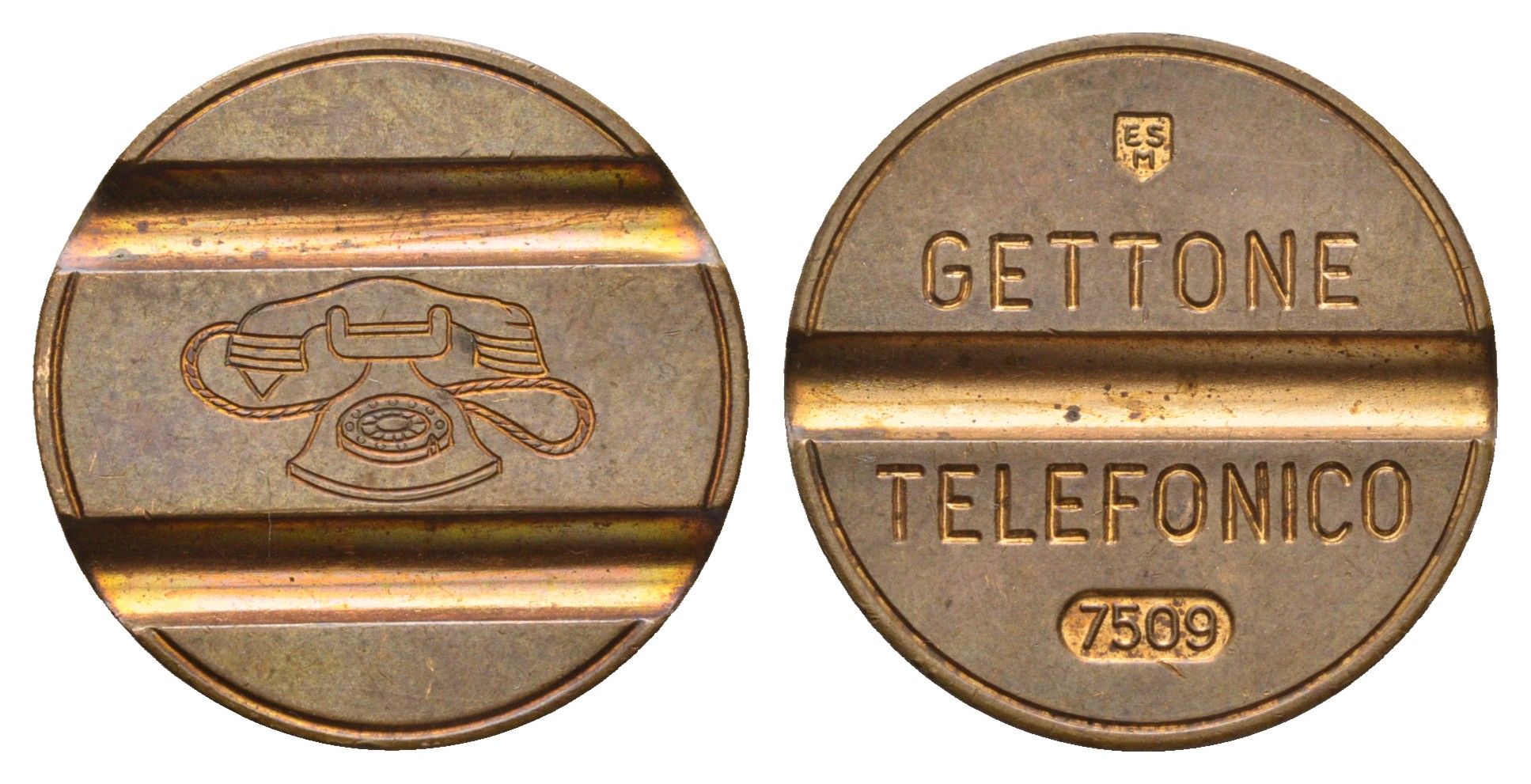 Италия жетон телефонный диаметр 24 мм, вес 7,15 гр латунь 210-137