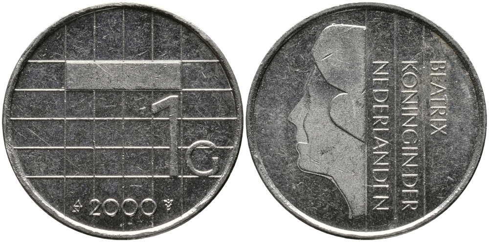 Нидерланды 1 гульден 2000 Беатрикс (1980-2013) KM 205 никель 34-244