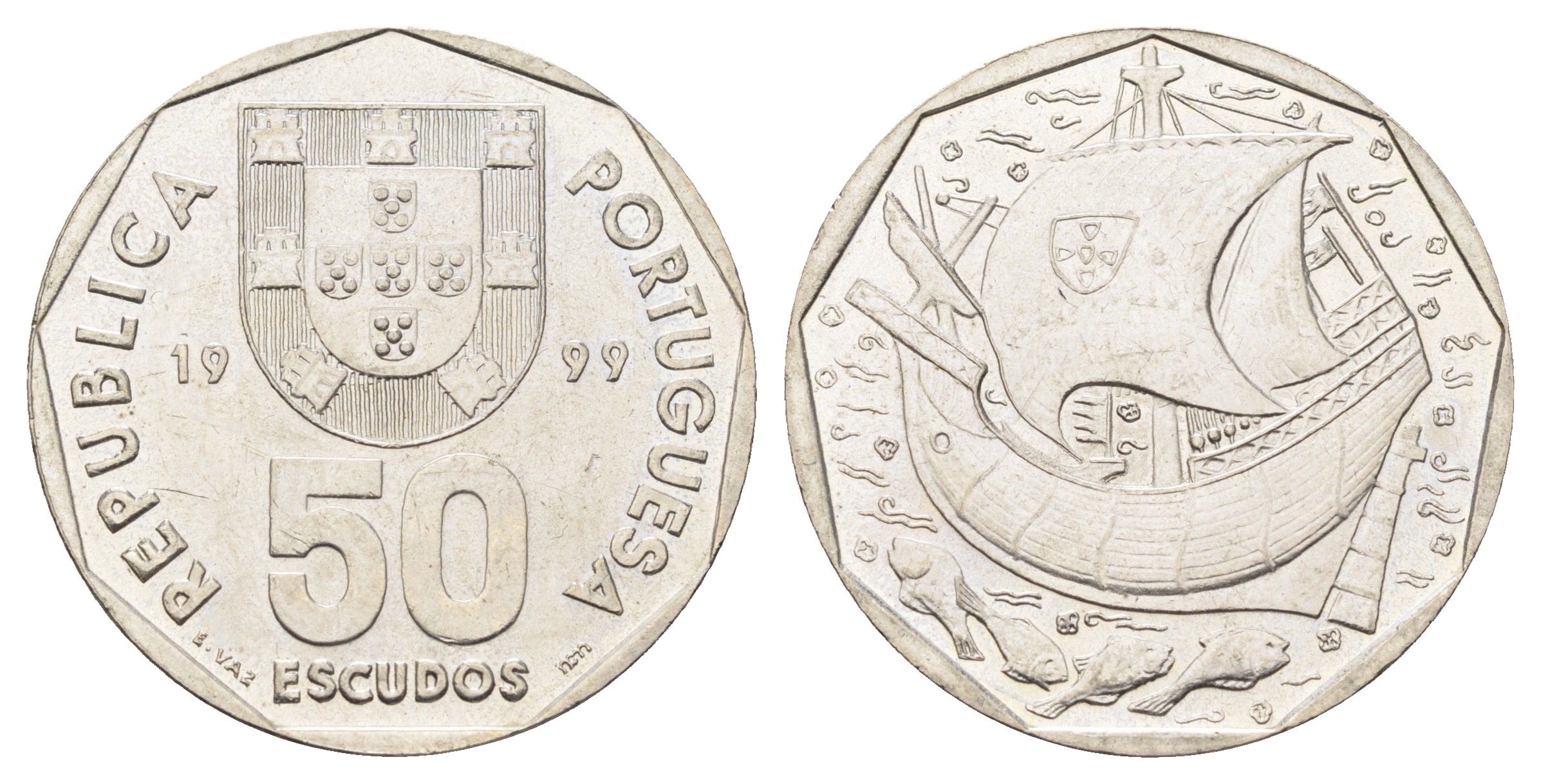 Португалия 50 эскудо 1999 KM 636 медно-никель 4542-631