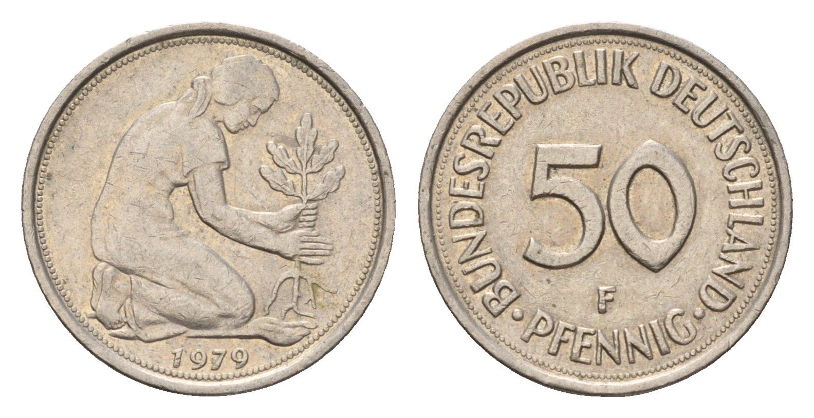 ФРГ 50 пфеннигов 1979 F KM 109.2, J. 384a медно-никель 187-1013