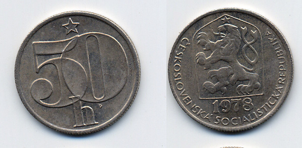 ЧЕХОСЛОВАКИЯ 50 ГЕЛЛЕРОВ 1978 KM 89 медно-никель 46-518