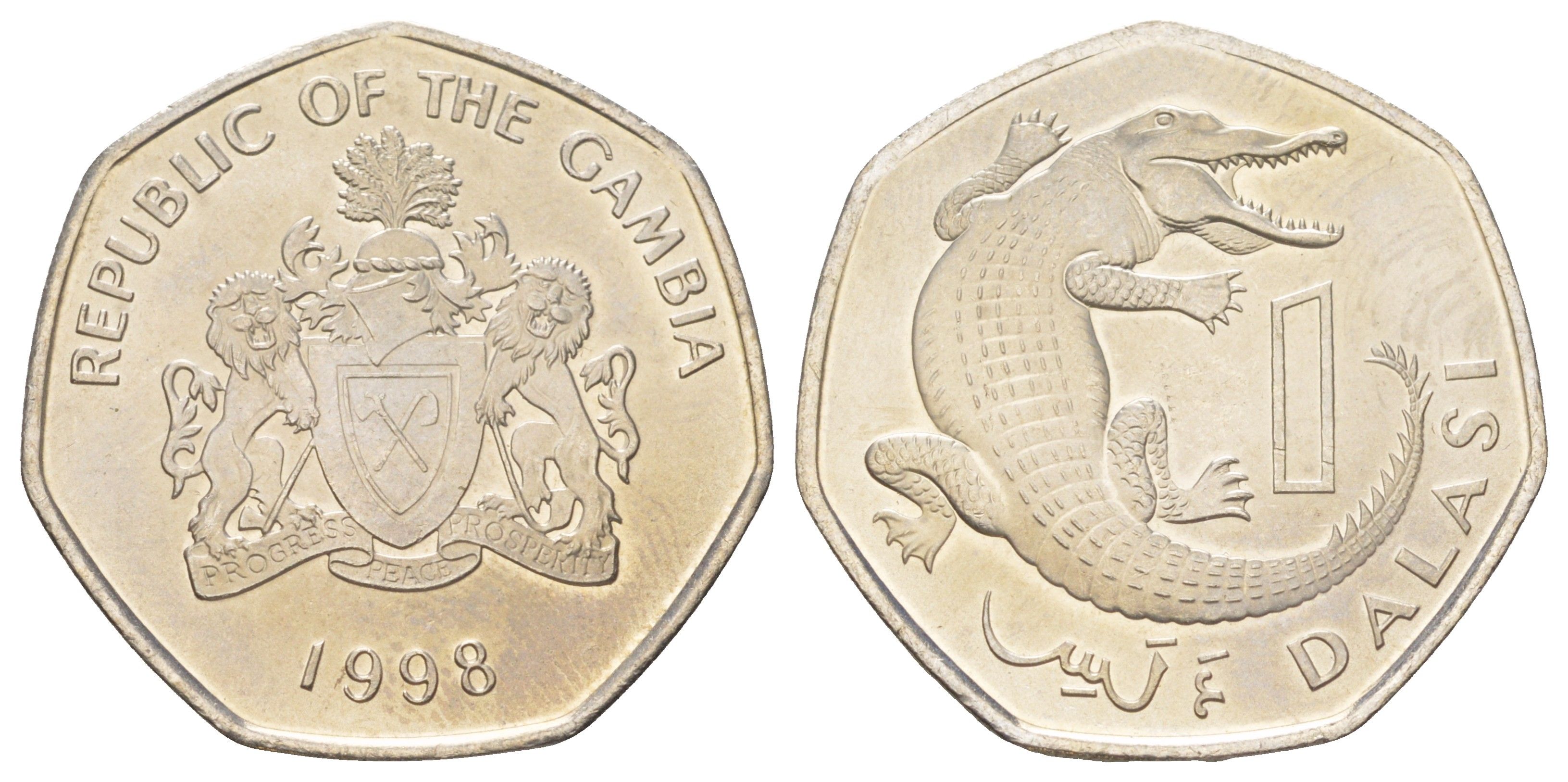 Гамбия 1 даласи 1998 KM 59 медно-никель UNC 4616-633