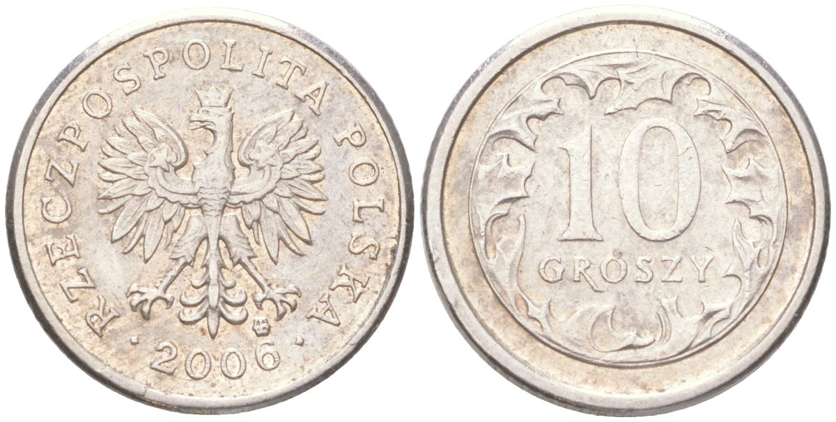 Польша 10 грошей 2006 Y 279 медно-никель UNC 4614-319