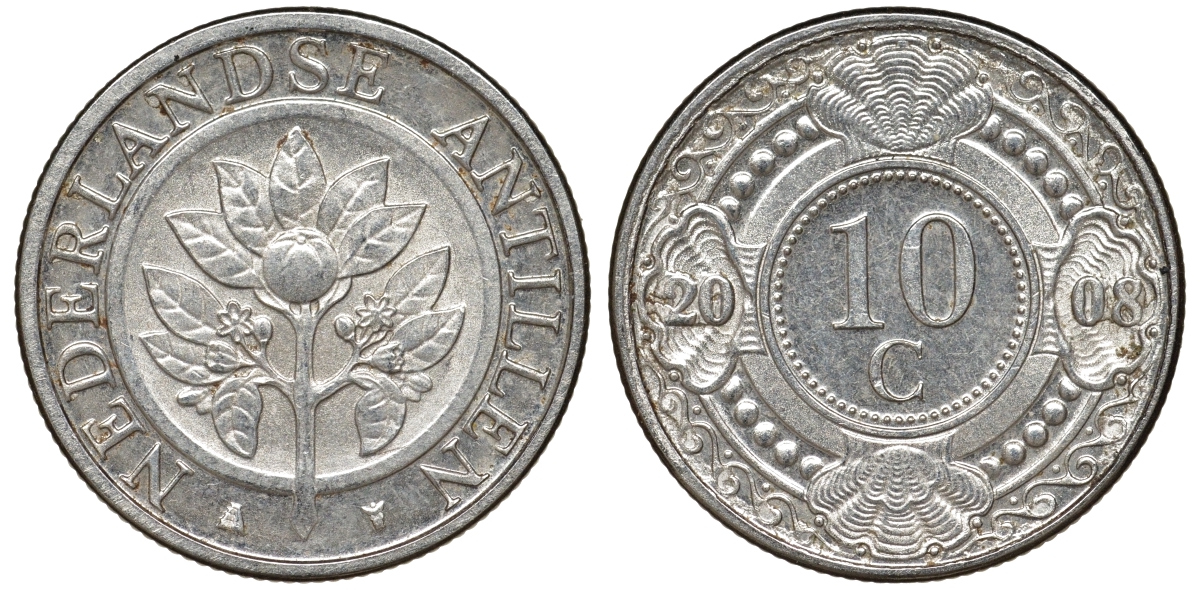 Нидерландские Антилы 10 центов 2008 Беатрикс (1980-2013) KM 34 никель плакированный сталью UNC 51-842