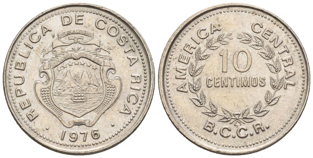 Коста-Рика 10 сентимо 1976 KM 185.3 медно-никель 4124-225