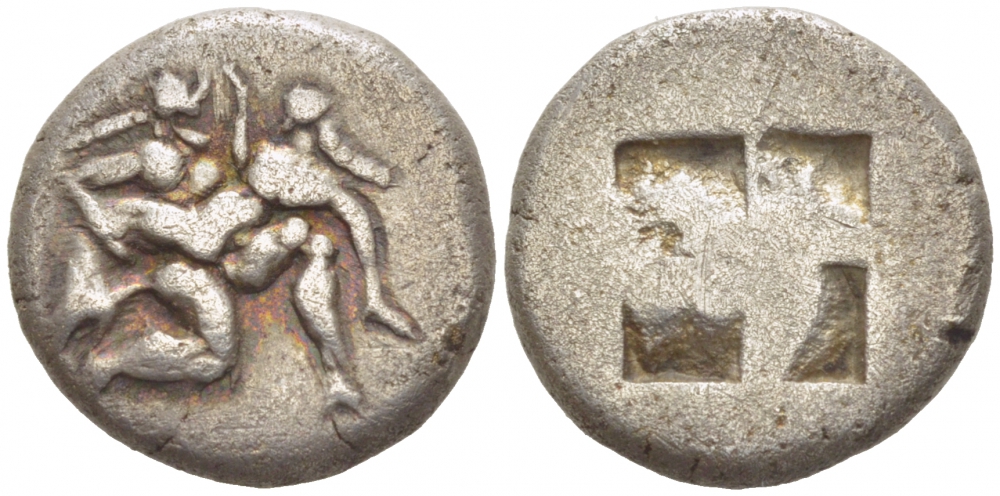 Древняя Греция Фасос драхма 525/463 сатир и нимфа серебро 00-000-00