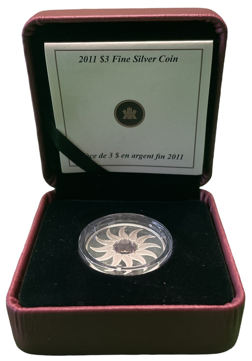 Канада 3 доллара 2011 на день рождения, июнь, камень месяца александрит KM NEW серебро PROOF 4-3-4-30