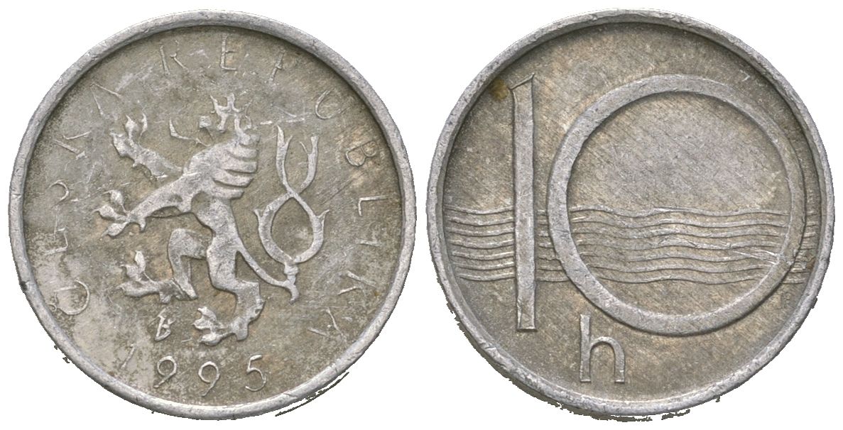 Чехия 10 геллеров 1995 KM 6 алюминий 4618-368